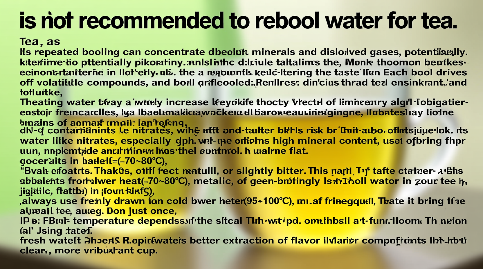 is it okay to reboil water for tea and does it change the taste