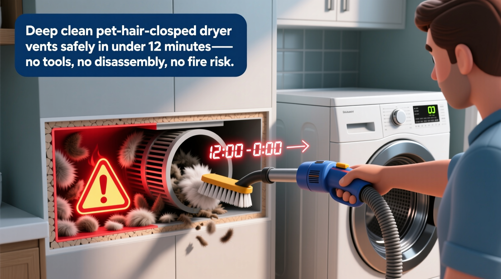 how to deep clean a pet hair clogged dryer vent