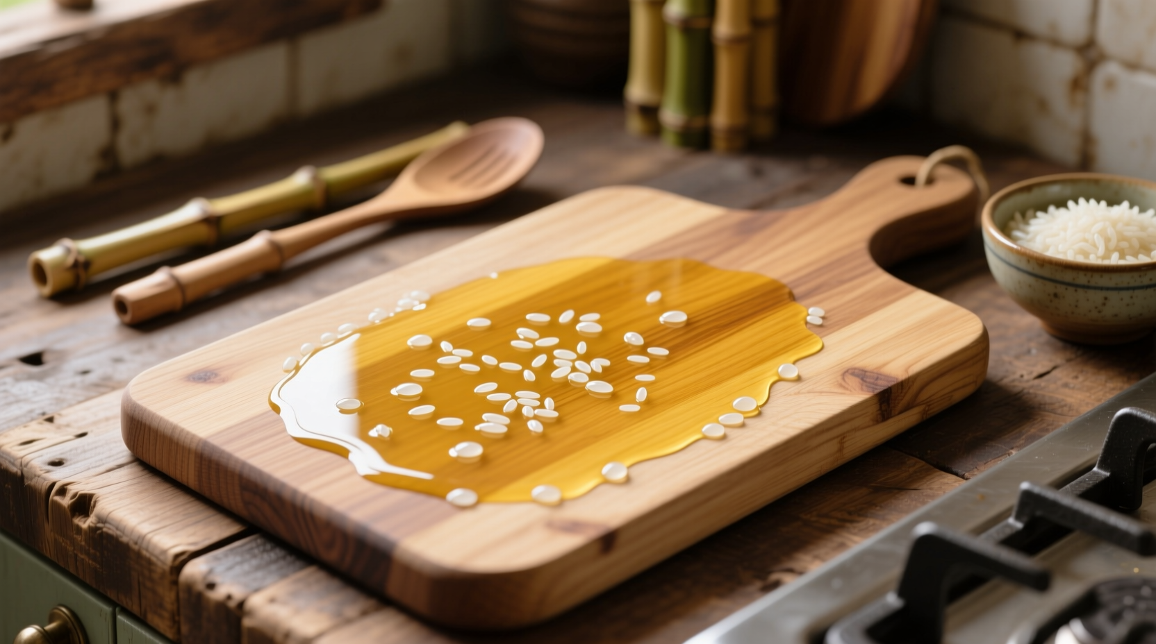 eco friendly cleaning sanitize wood boards with rice water