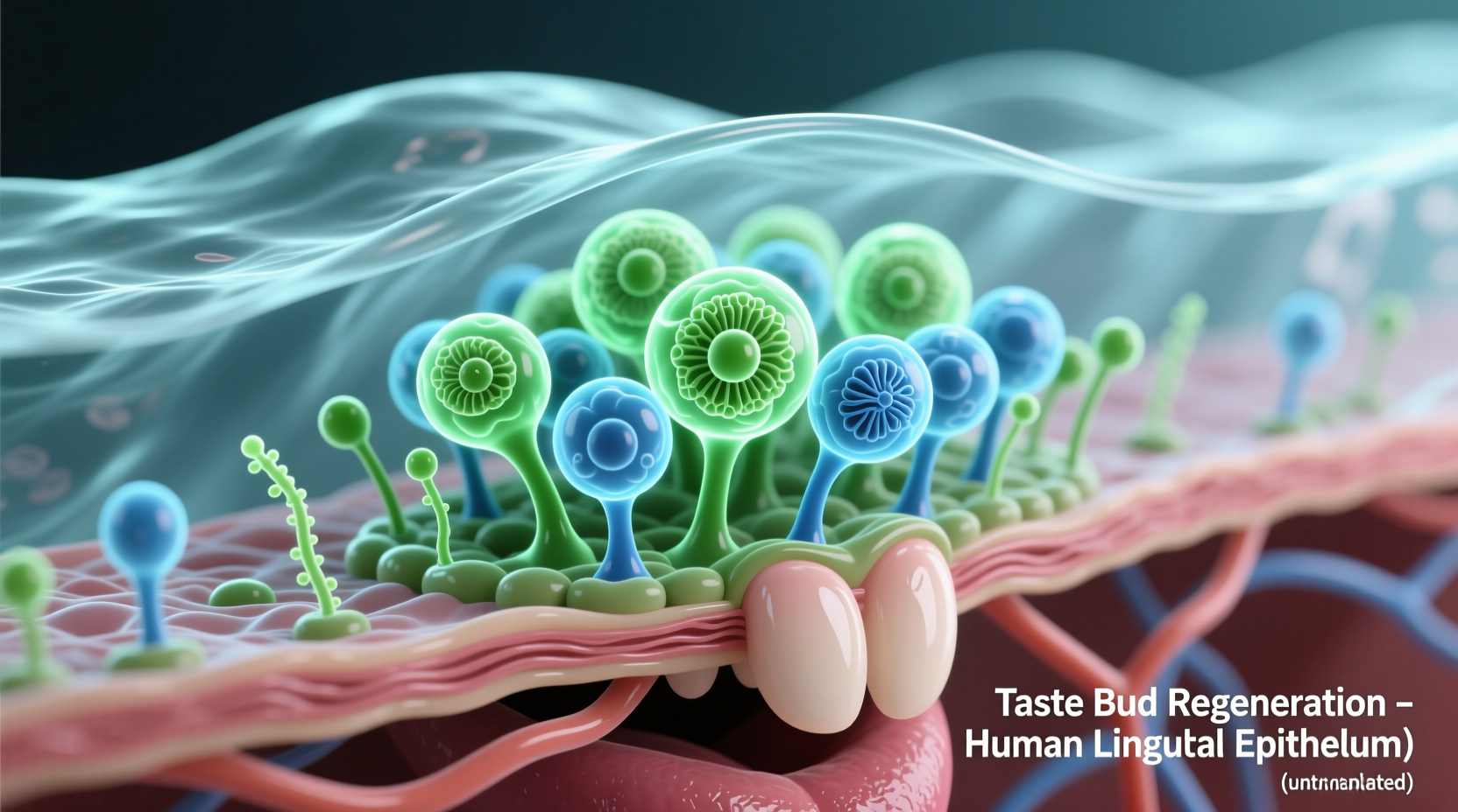 Taste bud regeneration process under microscope