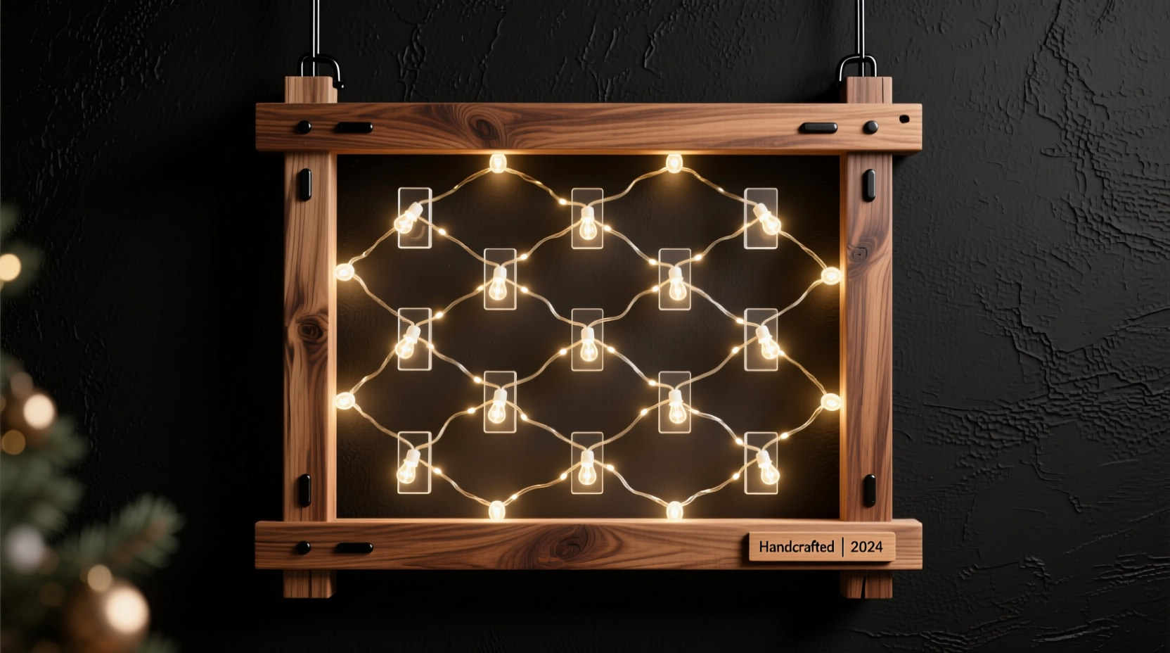how to build a custom frame for a floating christmas light grid
