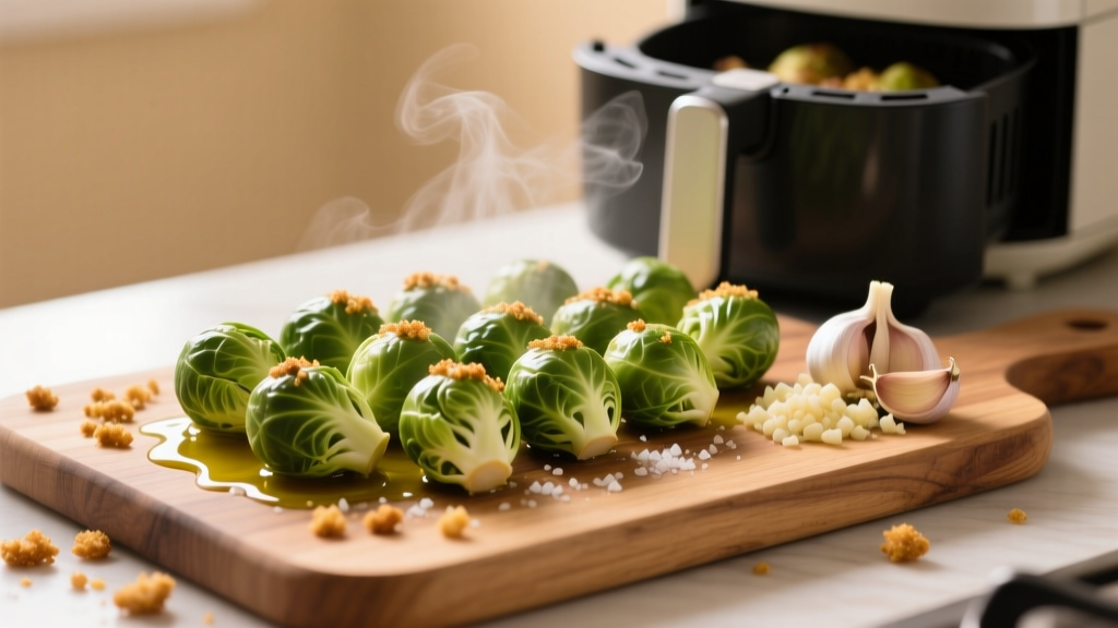 Crispy Air Fryer Brussels Sprouts with Garlic