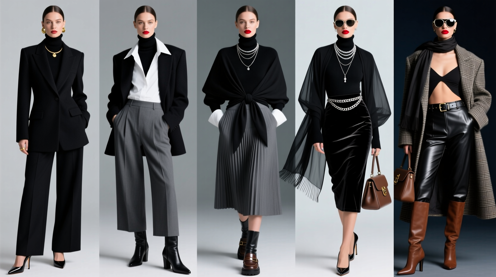 styling a black turtleneck seven ways from office to evening