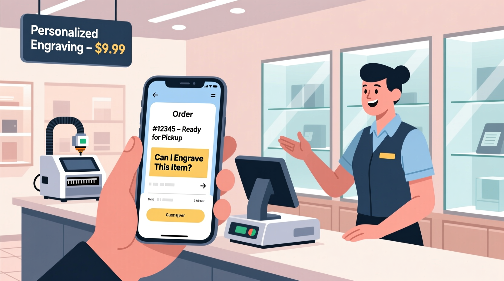 may i engrave an item that i purchase online to pick up at a store