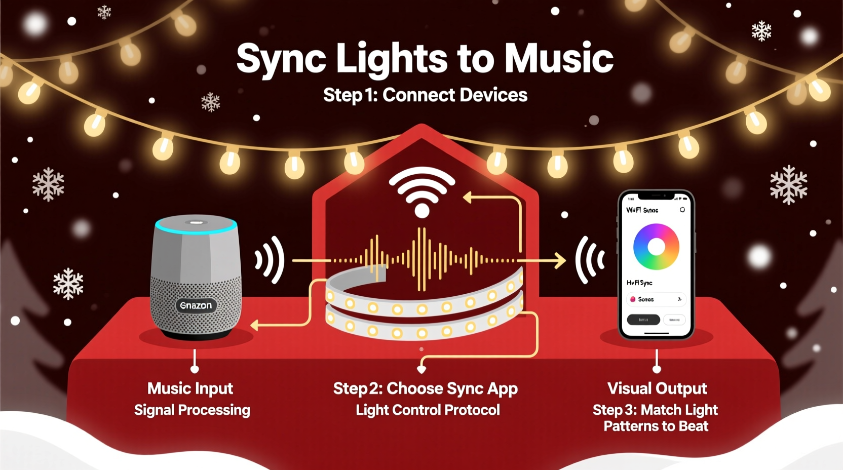 how to sync christmas lights to music using smart home systems