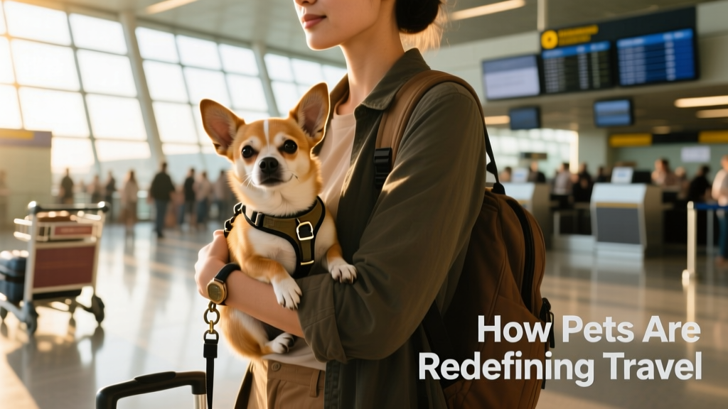 Chihuahua dog being held in an airport