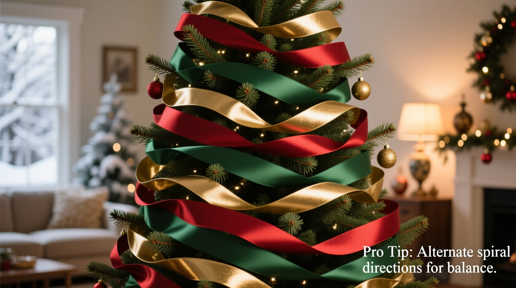 how to layer ribbon on a christmas tree without making it look lopsided or bulky