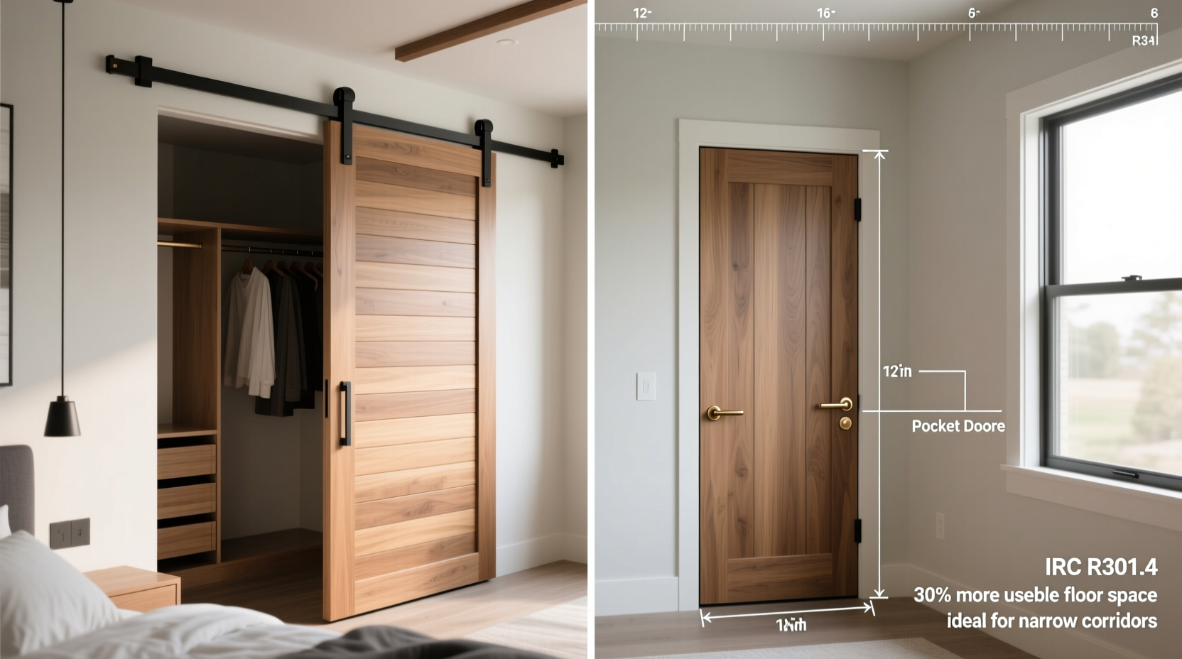 closet sliding barn doors vs pocket doors depth comparison