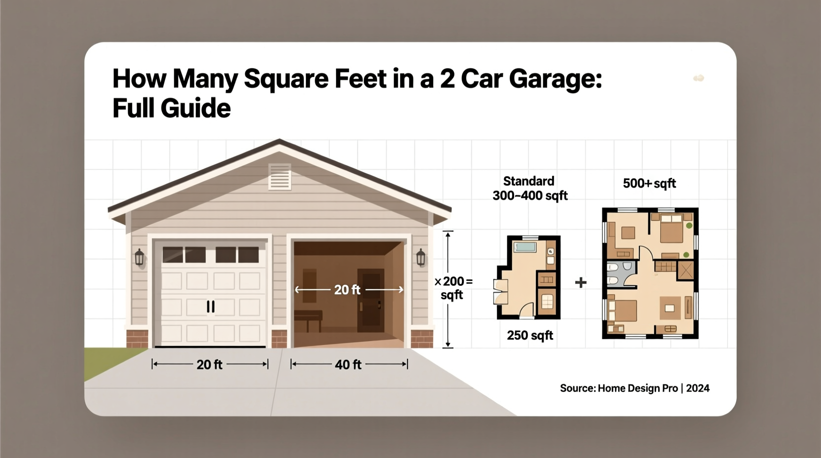 how many square feet in a 2 car garage