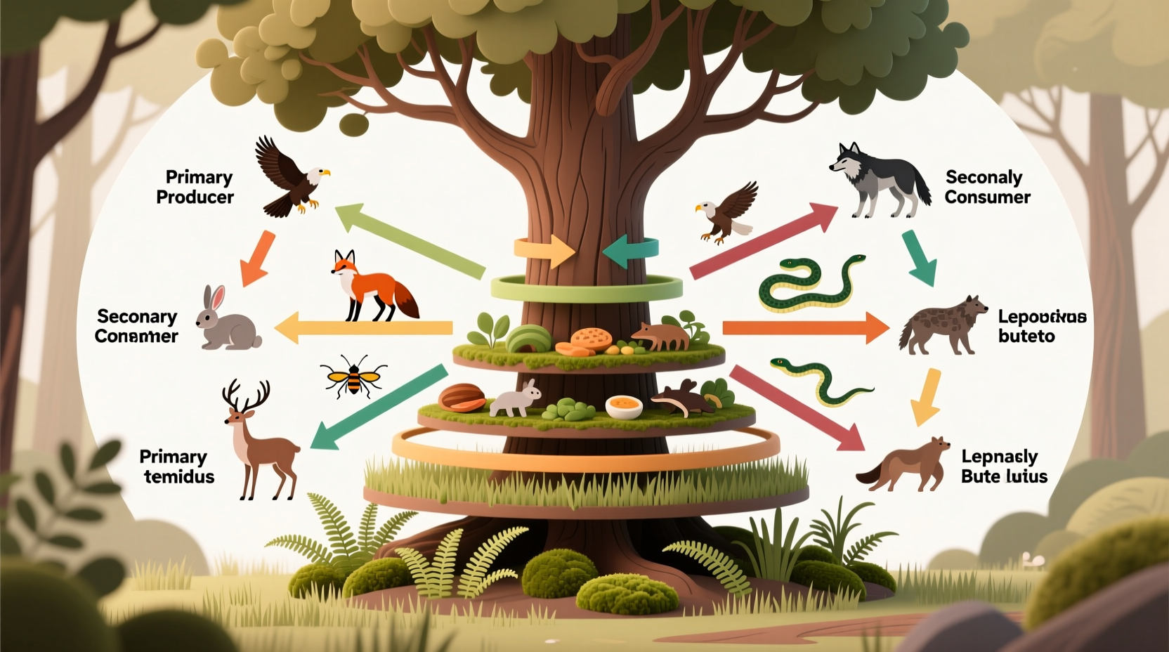 Food web diagram showing interconnected species relationships
