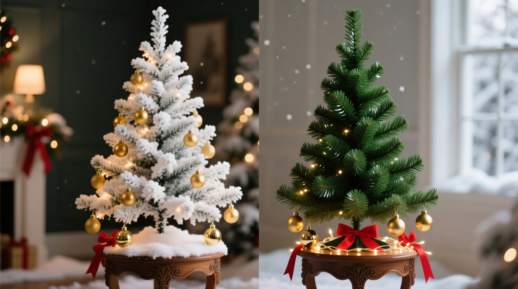 flocked vs unflocked artificial trees which looks more realistic and festive