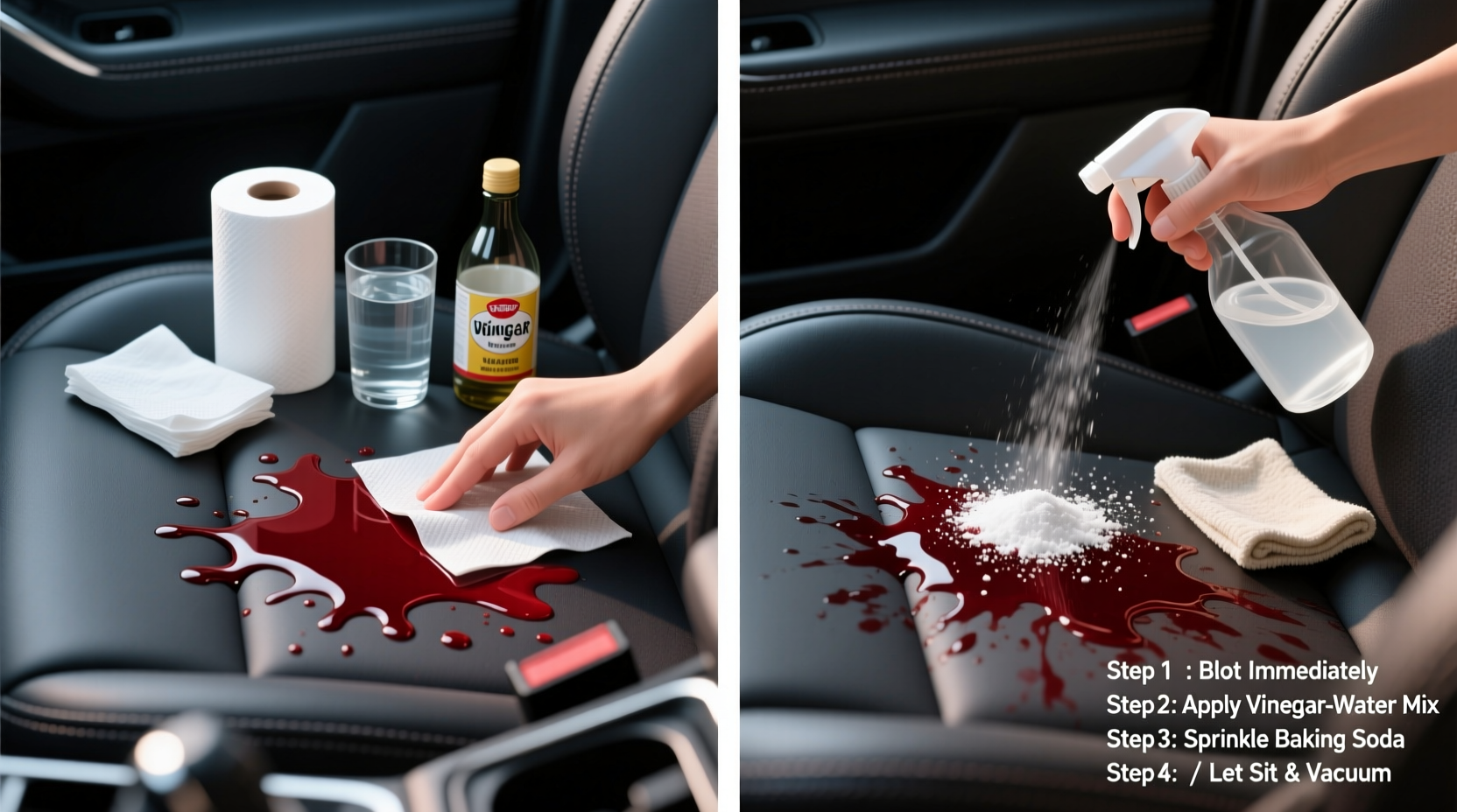 how to remove red wine spills from car upholstery using household items