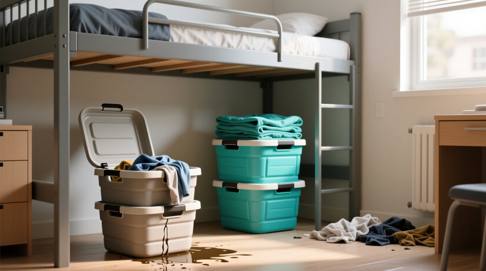 collapsible vs stackable laundry bins for dorms