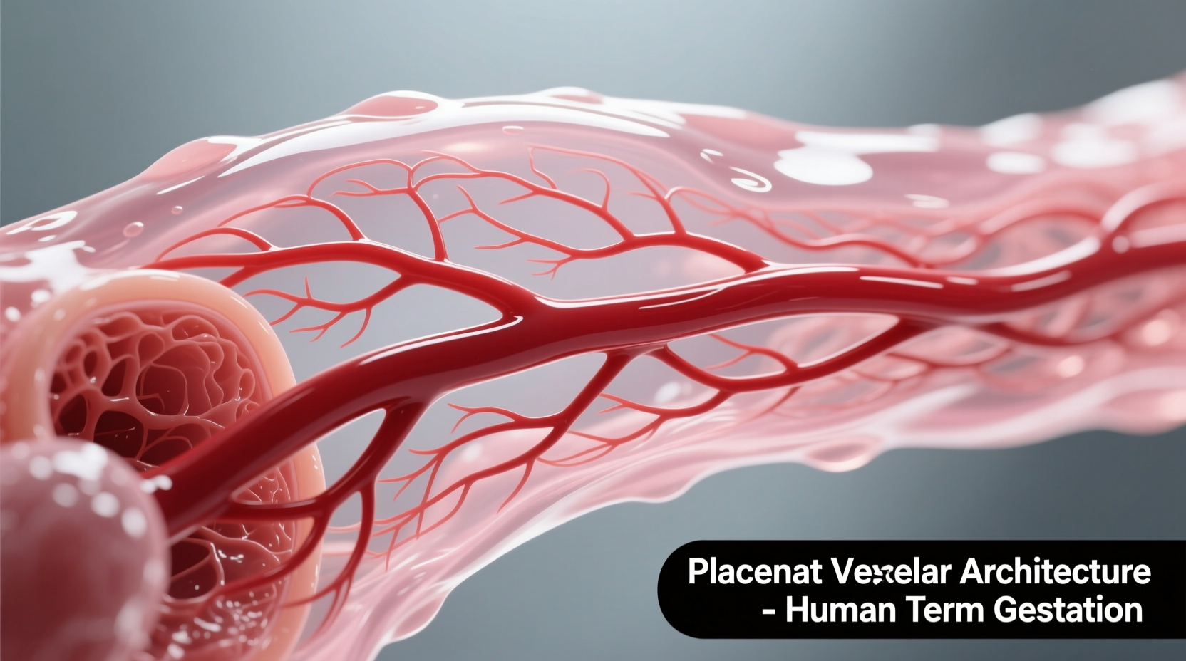 Close-up of placenta tissue showing vascular structure
