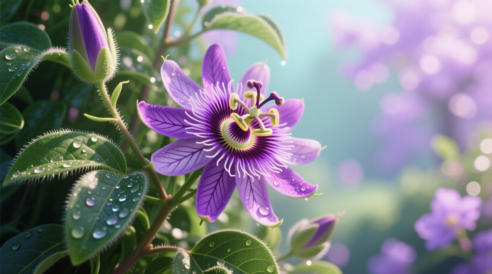 flowering purple passion plant