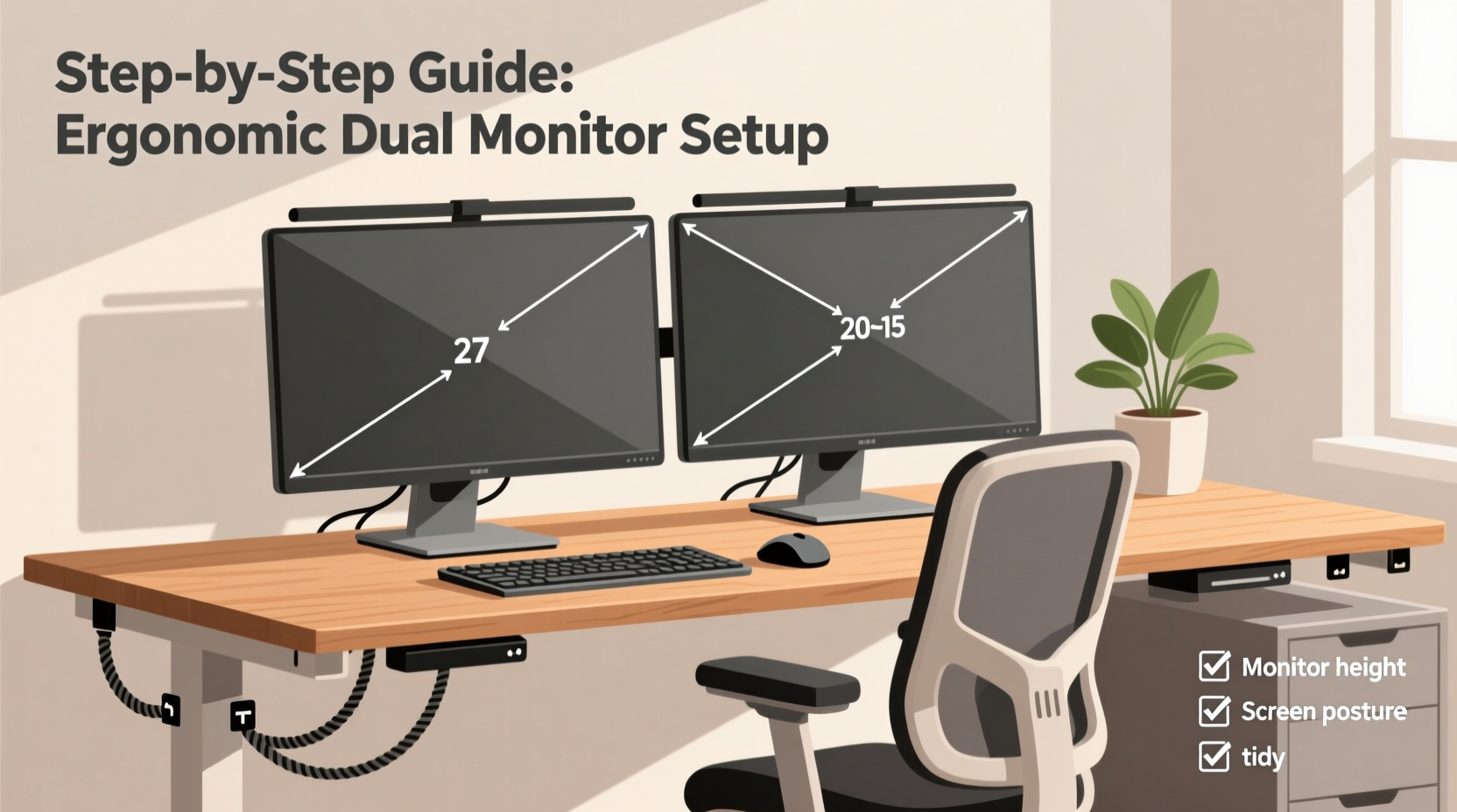 step by step guide to setting up a dual monitor workspace ergonomically