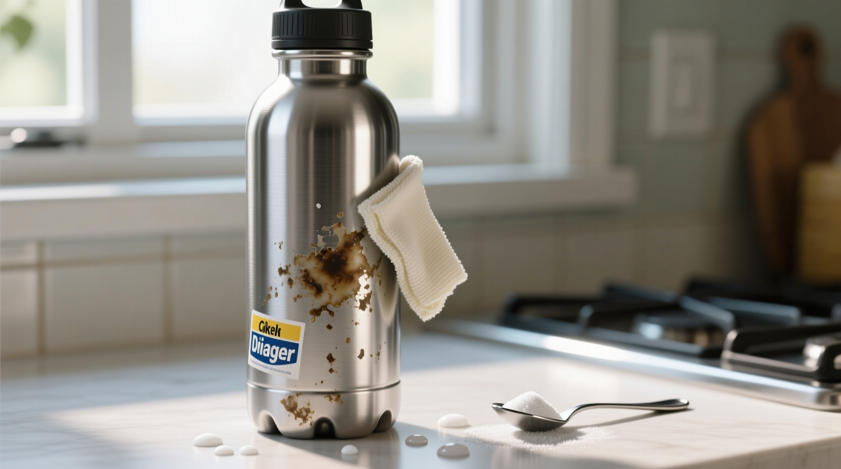 how to remove sticker residue from stainless steel bottles