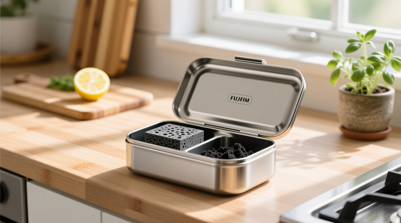 eco friendly cleaning deodorize lunch boxes with charcoal