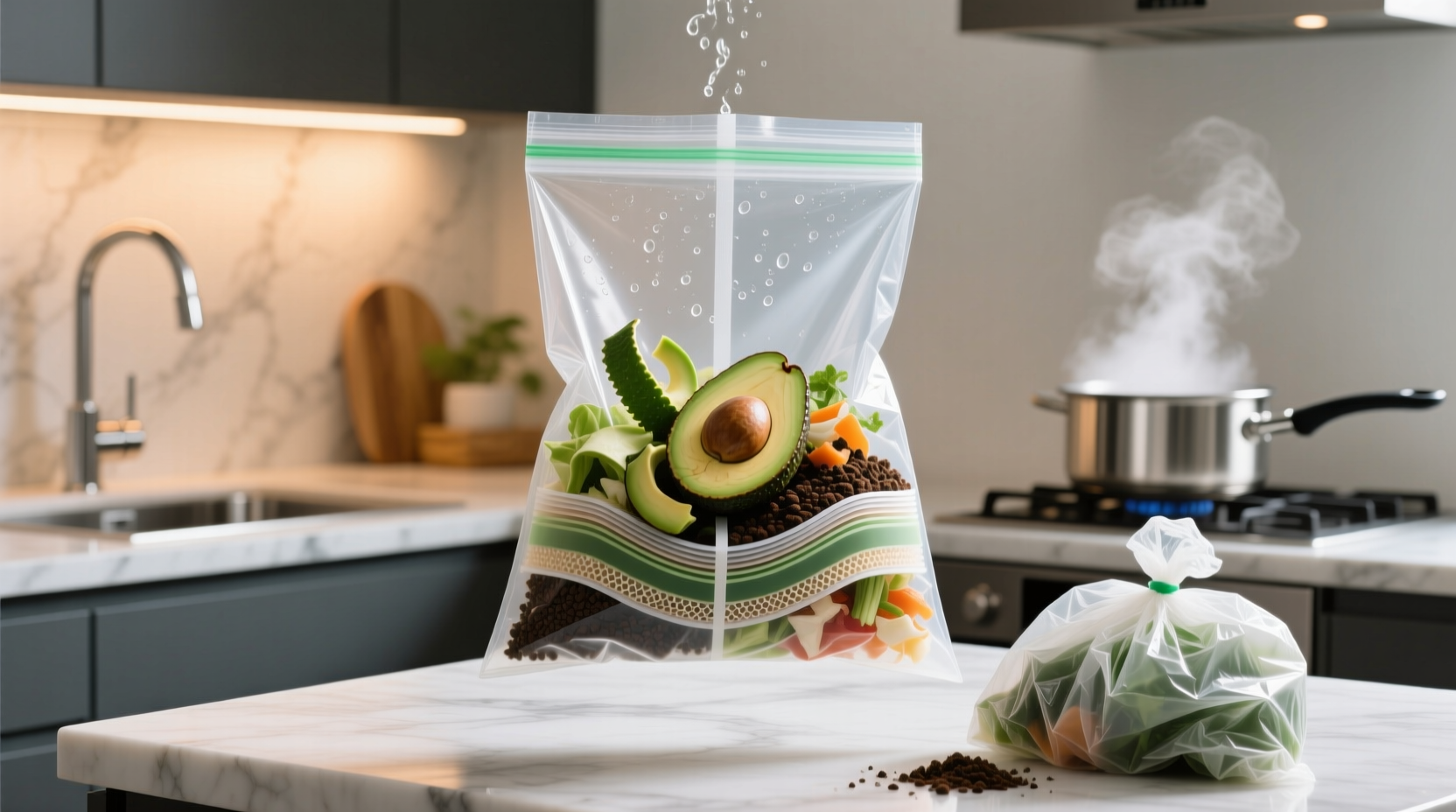 compostable trash bags in humid kitchens