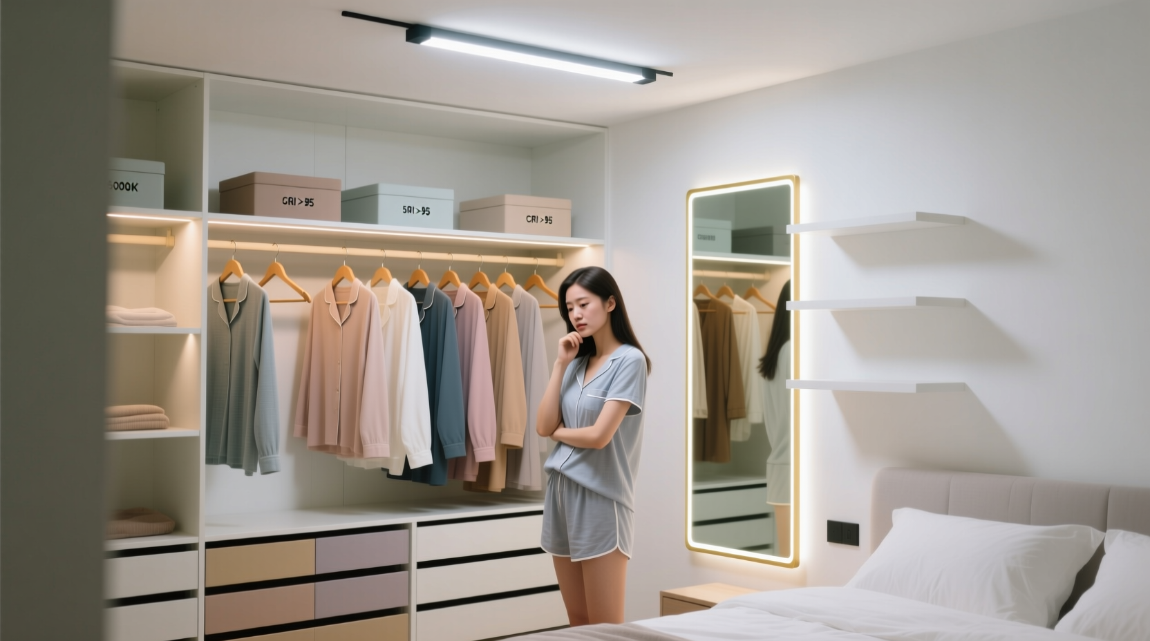 closet task lighting vs ambient best for monochrome outfits