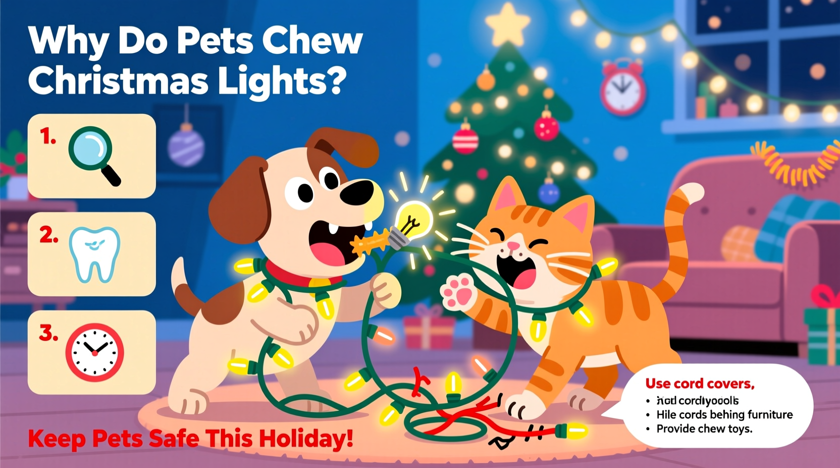 why do pets chew christmas lights and how to keep them safe