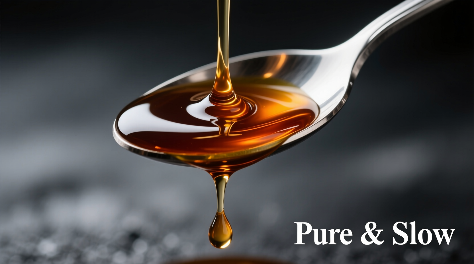 Close-up of molasses dripping from spoon