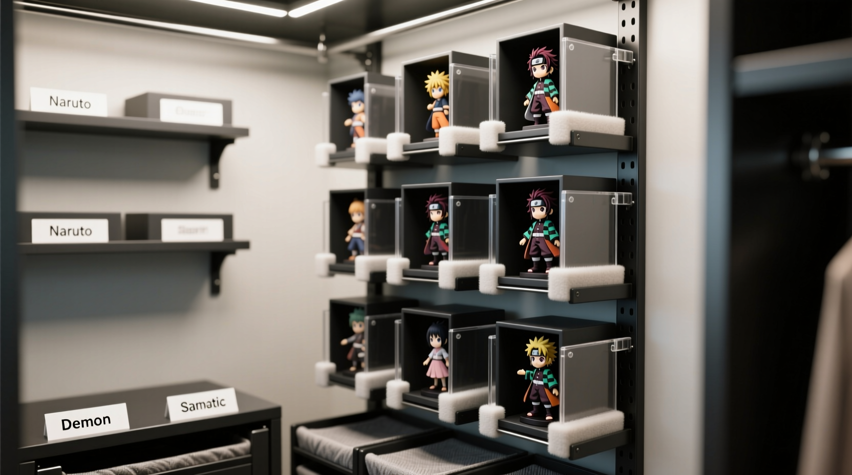 anime figure box storage vertical closet tips