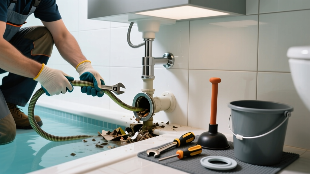 Fixing a Pool Drain Clogged in the Bathroom