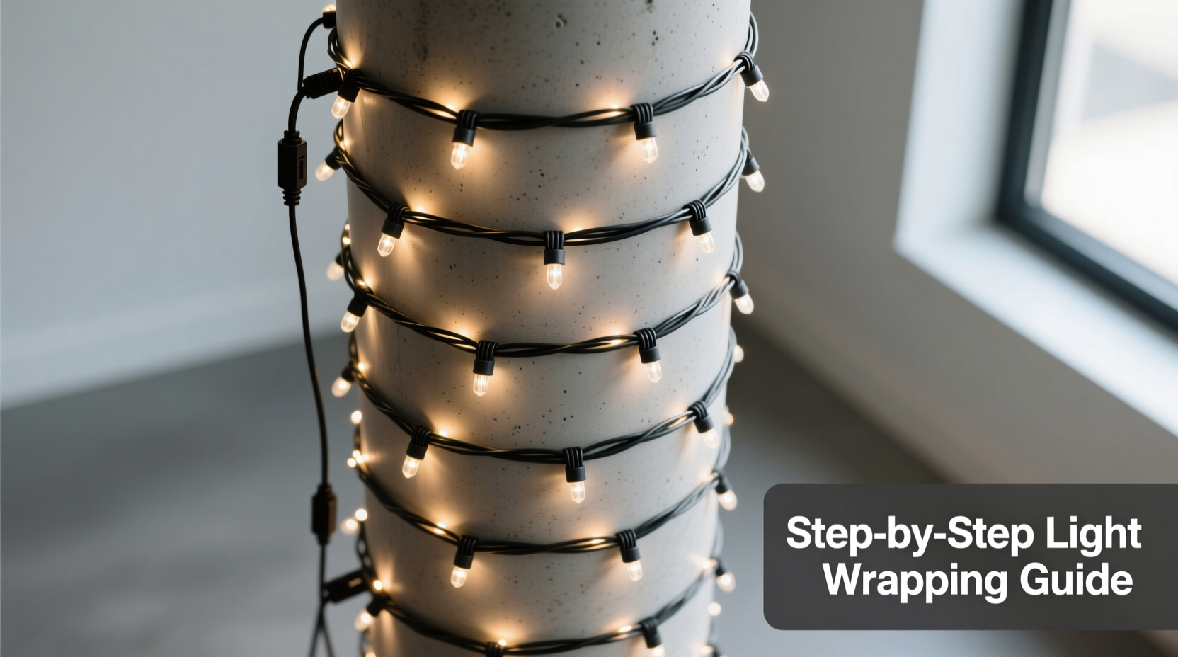 how to wrap a column with lights evenly and securely