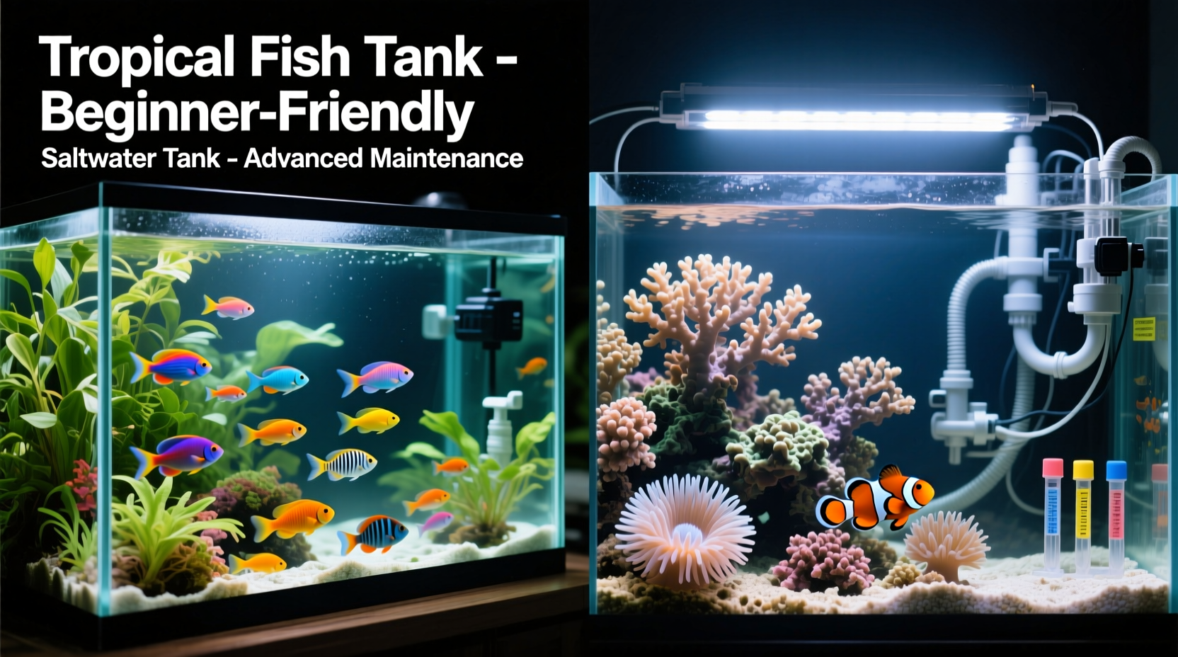 tropical fish tank vs saltwater tank is saltwater really that much harder for beginners