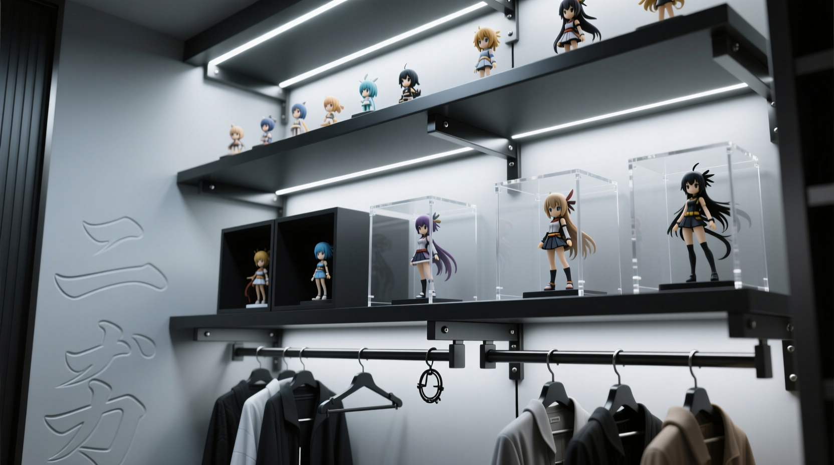 anime figure display shelf organization