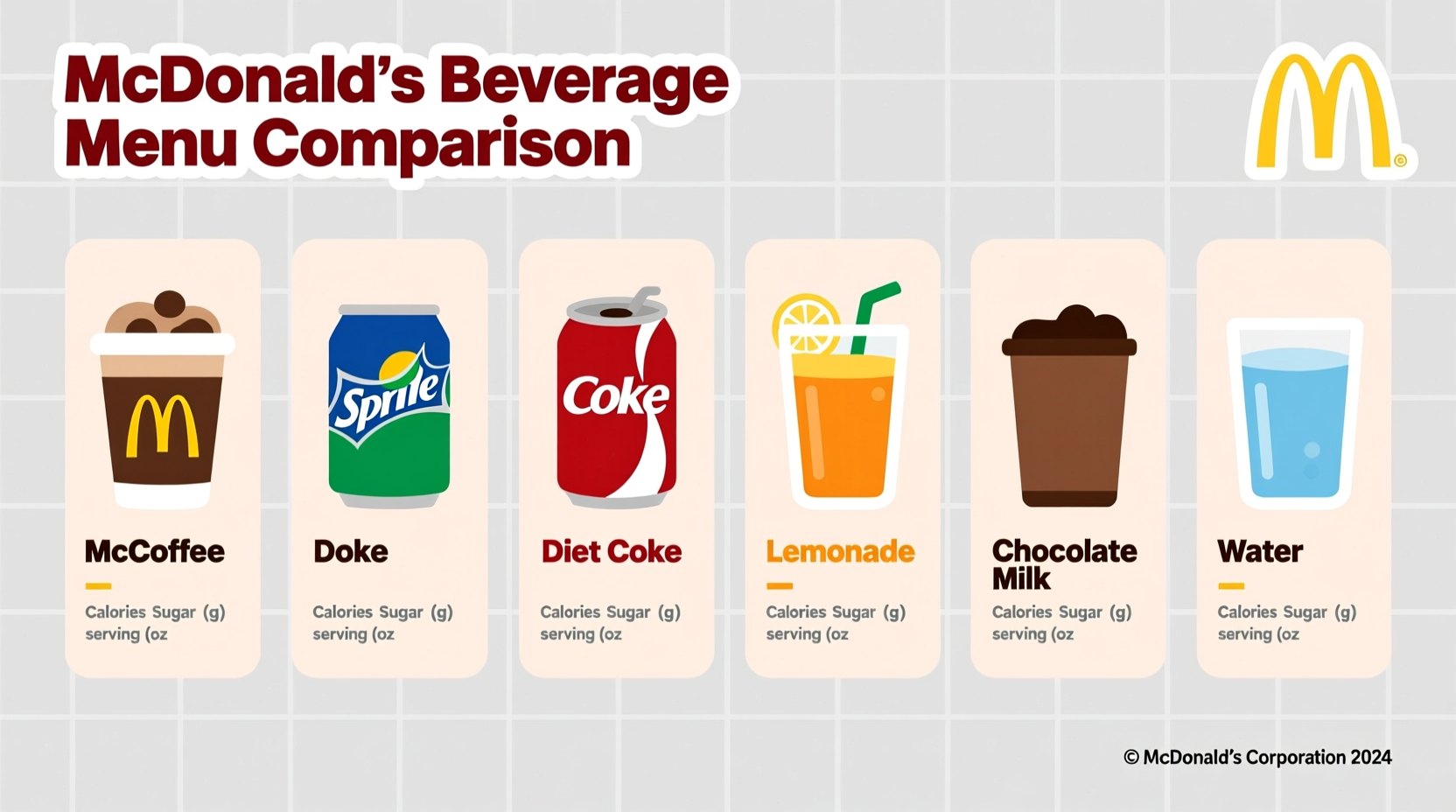 McDonald's beverage menu options comparison chart
