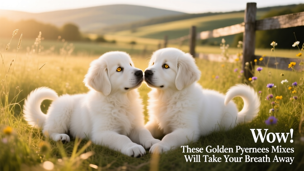 White Golden Pyrenees twins