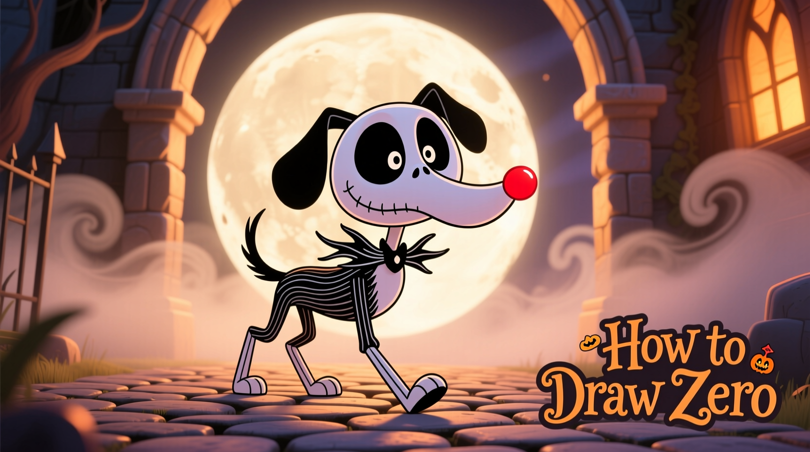 how to draw zero from the nightmare before christmas