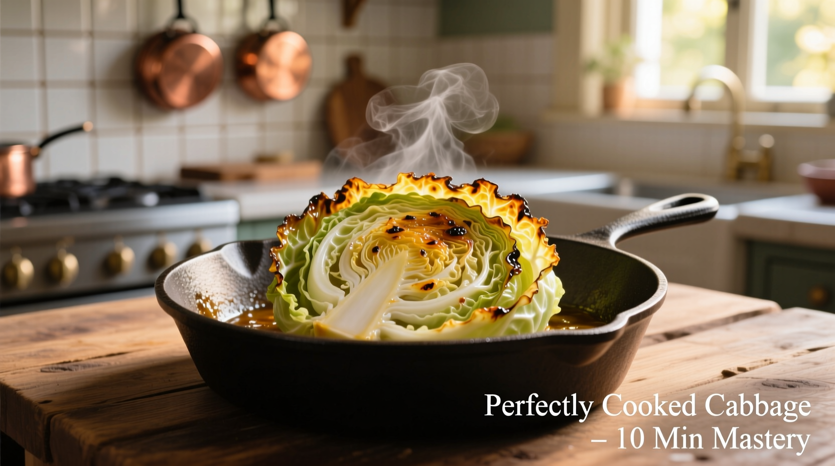 Perfectly cooked cabbage in cast iron skillet