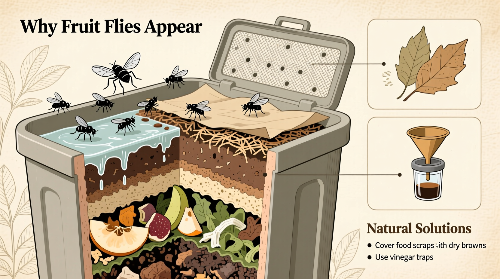 why is my compost bin attracting fruit flies and how to deter them naturally