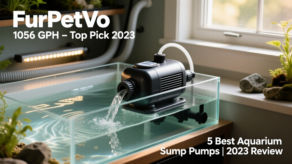 FurPetVo 1056 GPH pump installed inside a sump chamber with pre-filter attached and clear water flowing smoothly