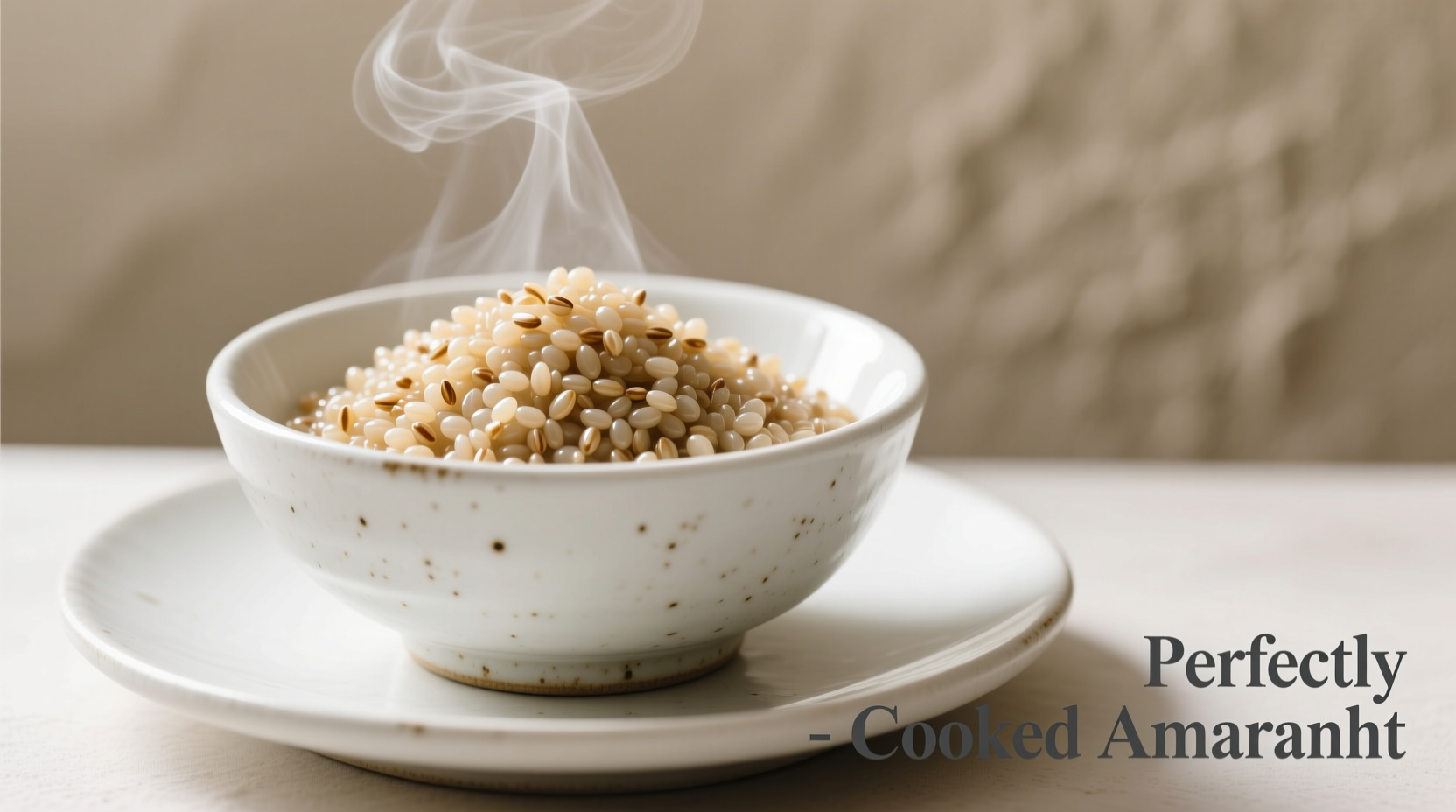 Perfectly cooked amaranth in white bowl