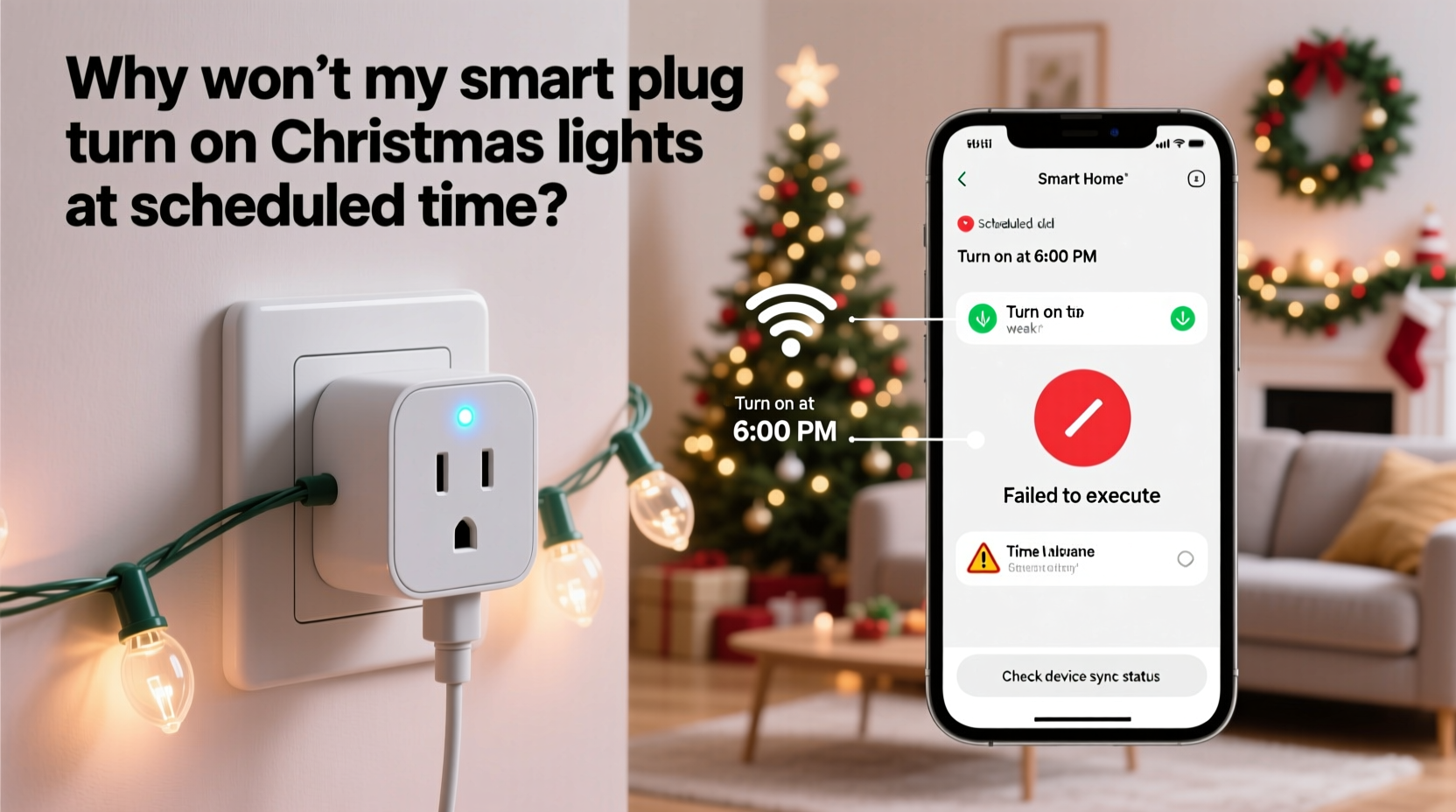 why does my smart plug fail to turn on christmas lights at scheduled time
