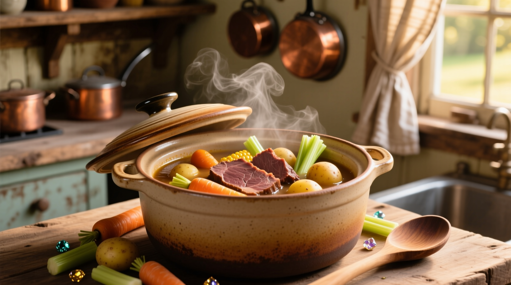 Tender crock pot corned beef with vegetables