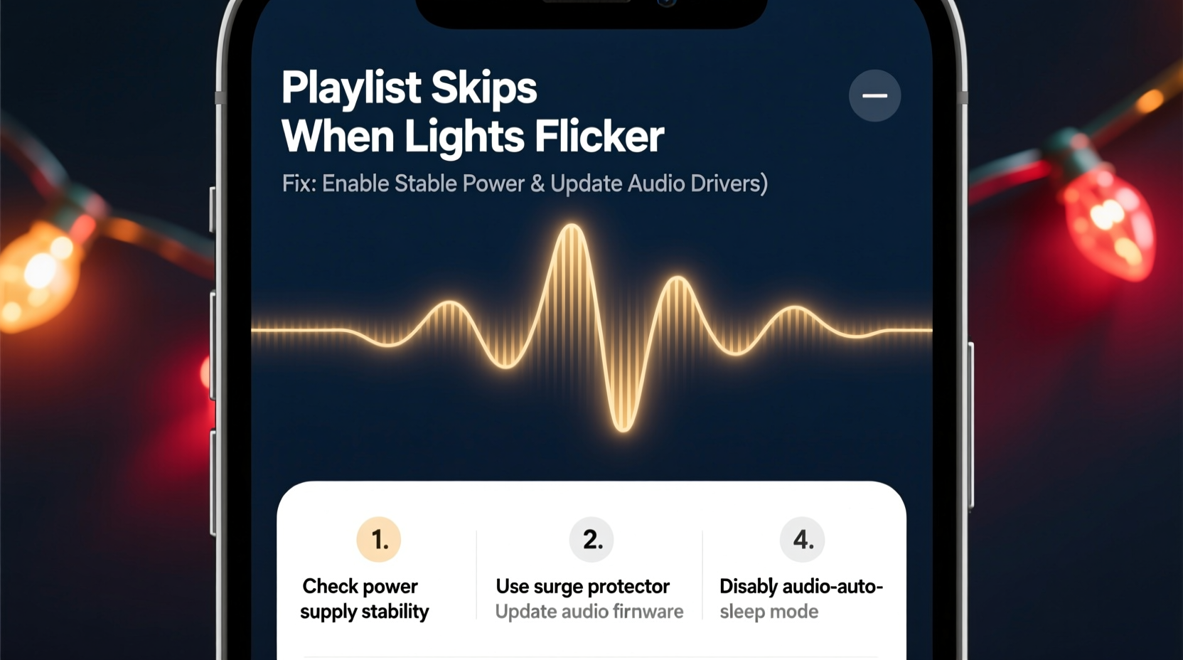 why does my christmas playlist skip when lights flicker interference fix