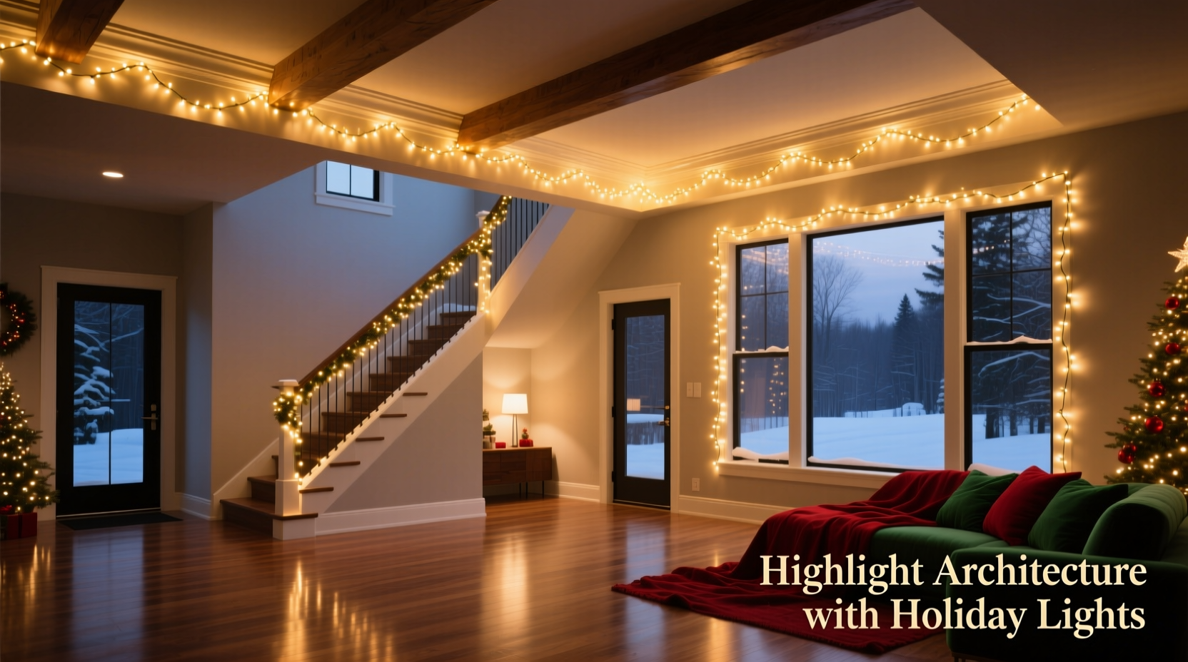 how to use christmas lights to highlight architectural features at home