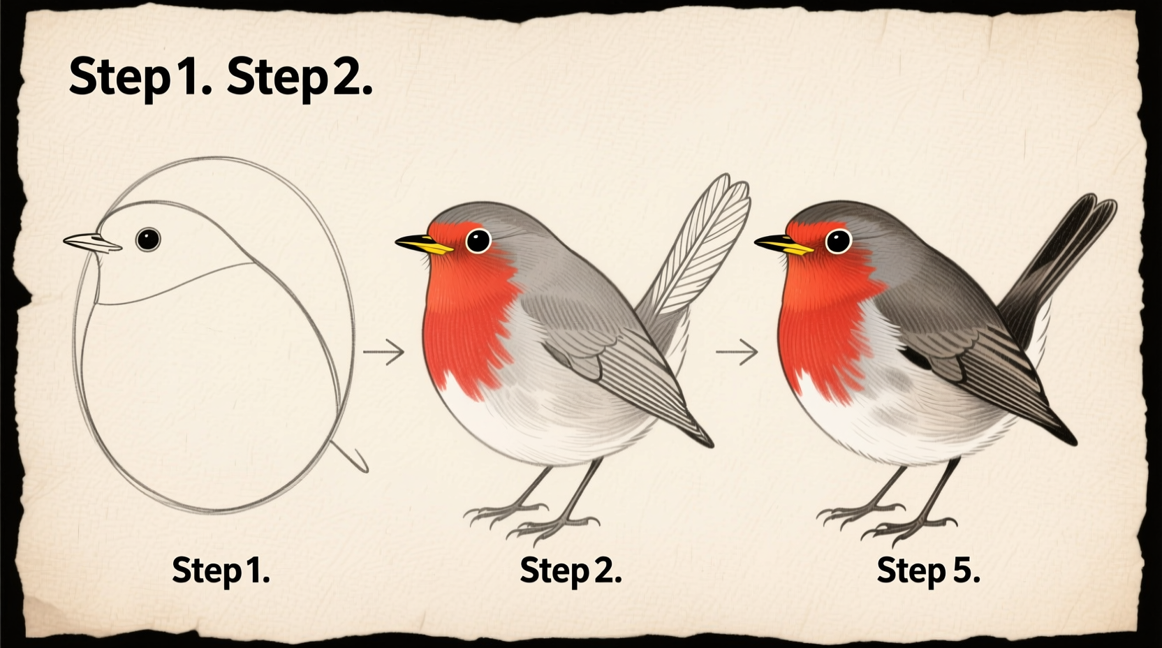 how to draw a robin bird