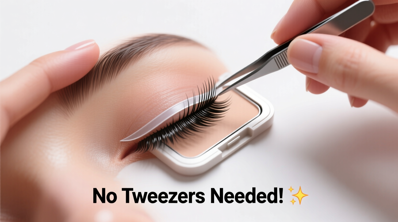 how to apply false eyelashes without tweezers easy hack for beginners