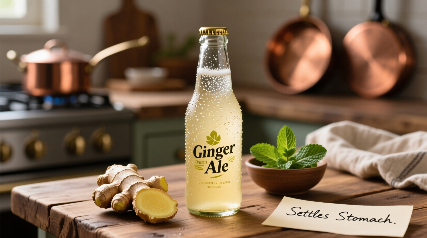 Ginger Ale bei Übelkeitshilfe mit frischen Zutaten