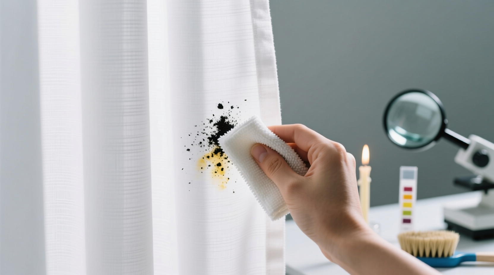 how to remove candle soot from white curtains