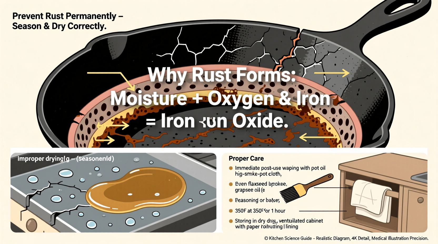 why does my cast iron pan keep rusting and how to prevent it permanently