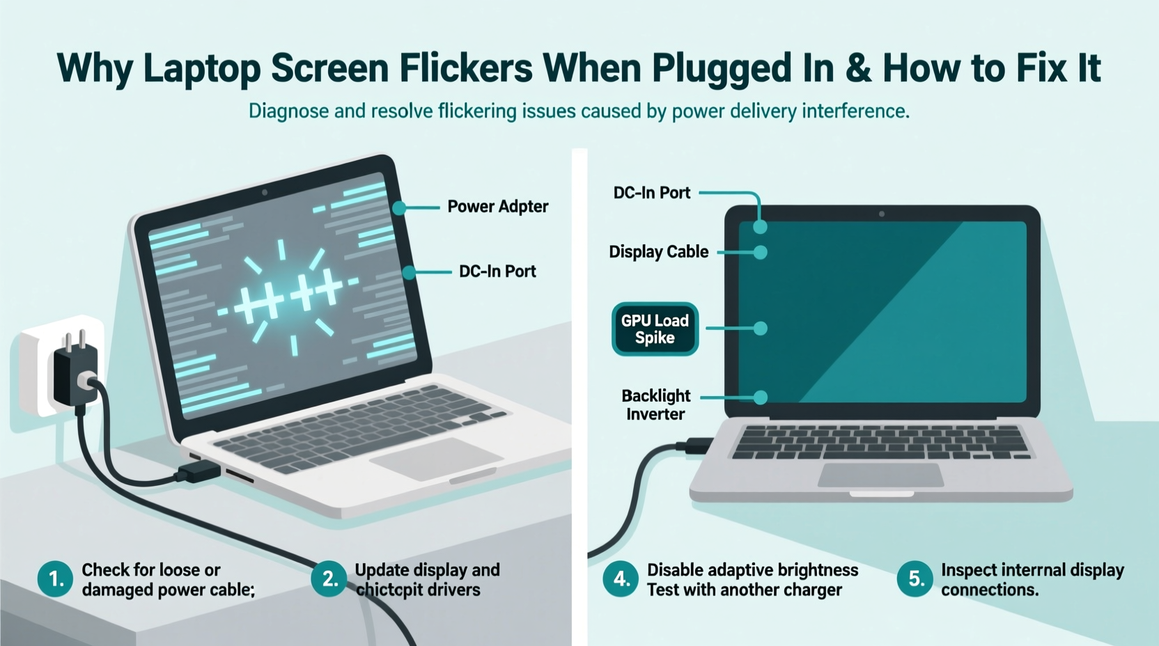 why is my laptop screen flickering only when plugged in and how to stop it
