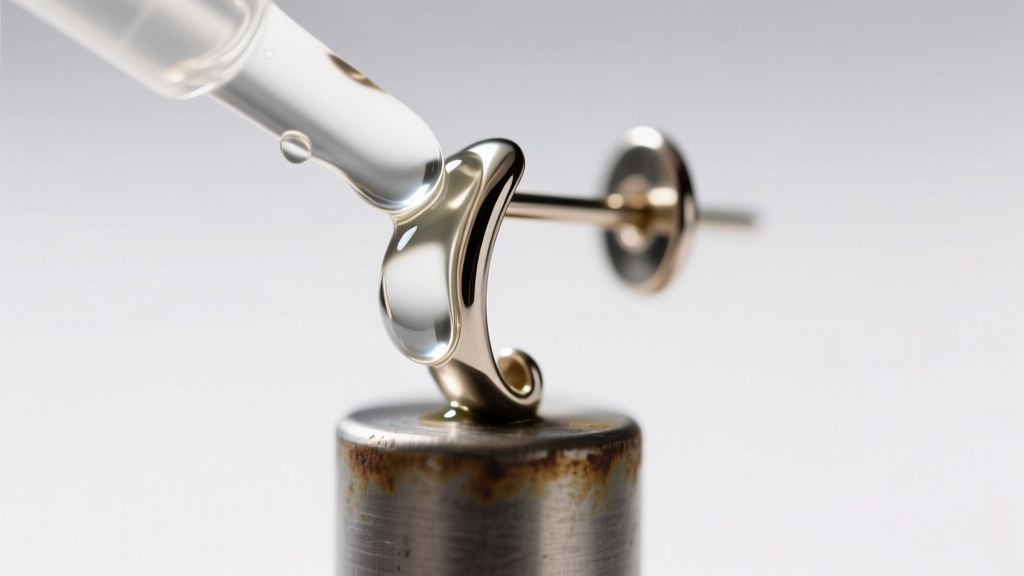 Close-up of applying a clear protective barrier liquid to the metal post of a cheap zinc alloy earring to prevent skin irritation.