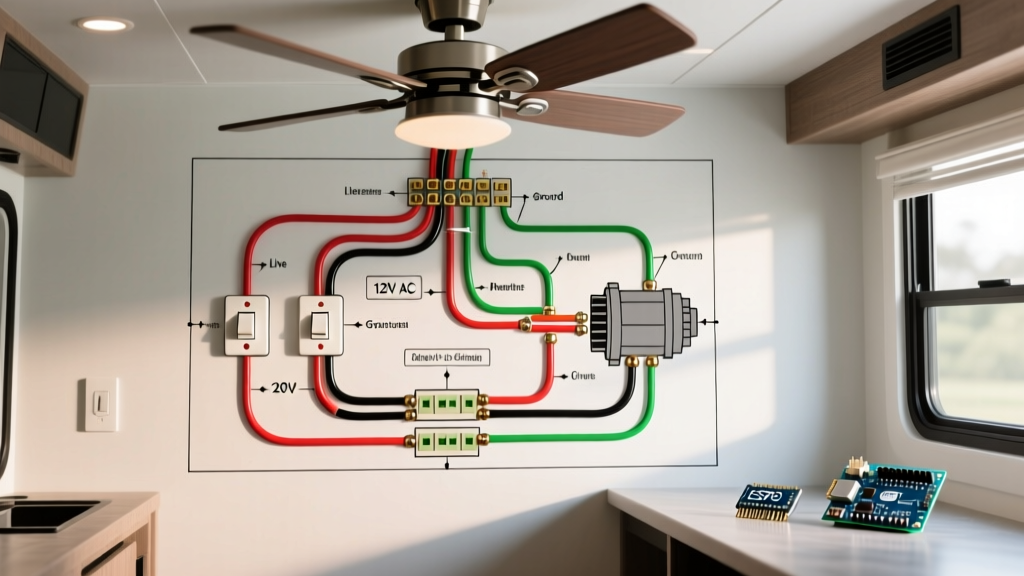 RV Installation: Wiring Diagram for Ceiling Fan With Two Switches